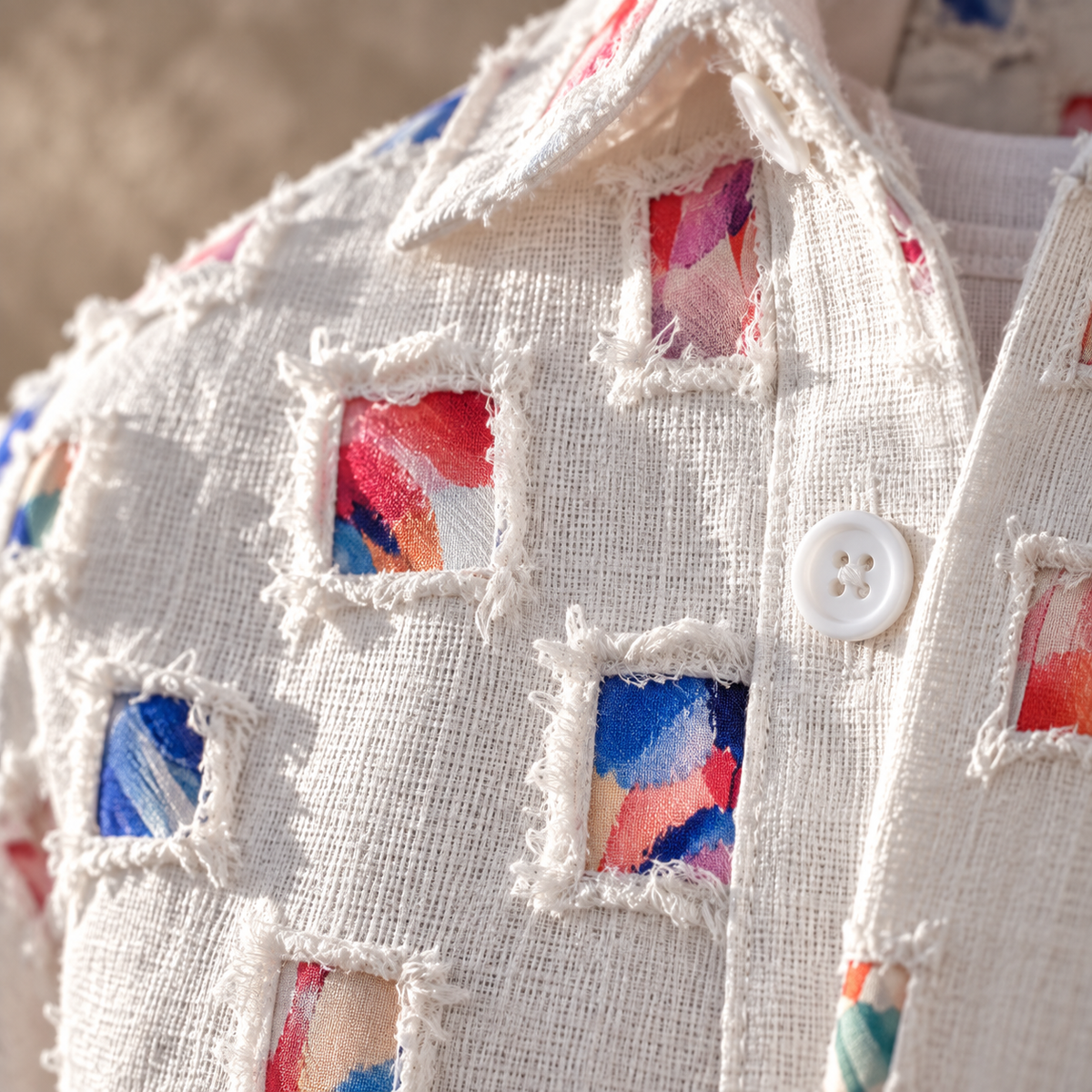 Chemise en Denim Effiloché Mosaïque Lipari
