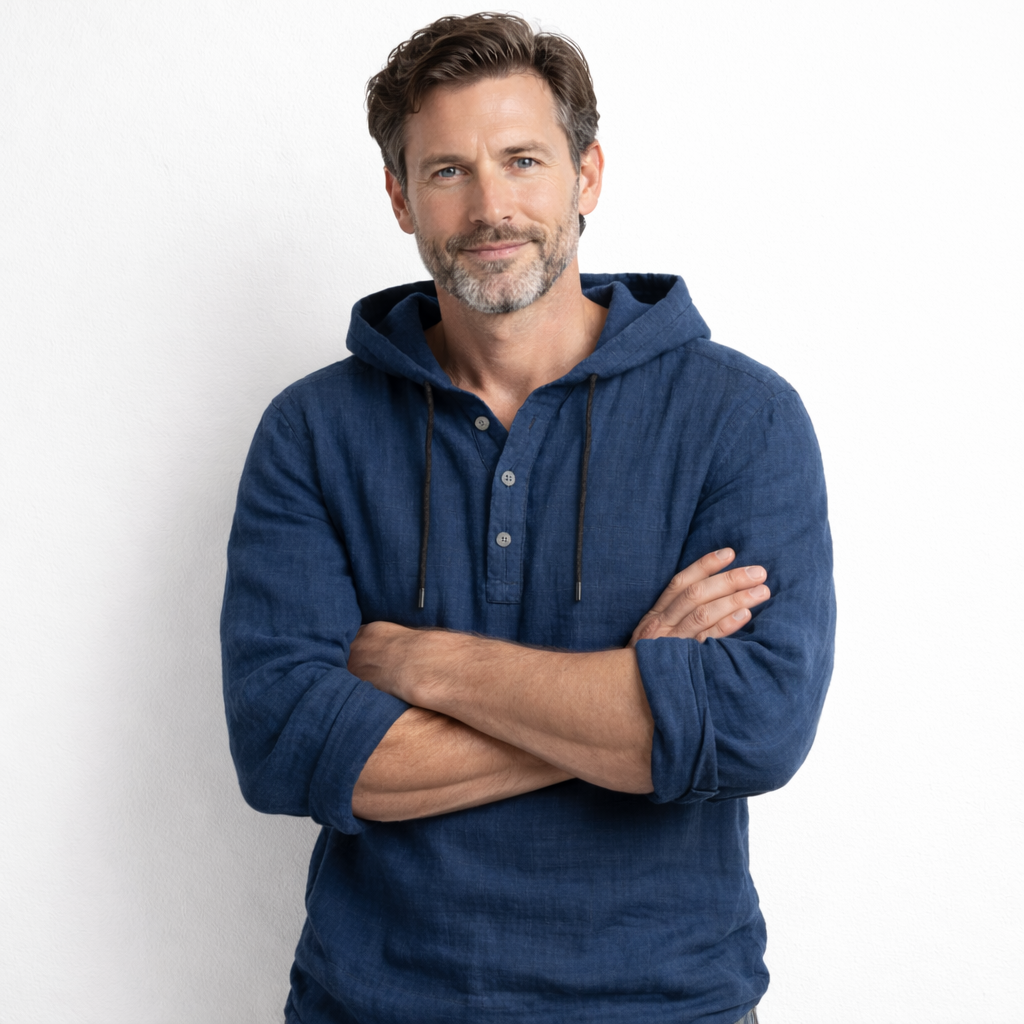 OVWISS| CHEMISE À CAPUCHE EN LIN POUR HOMMES