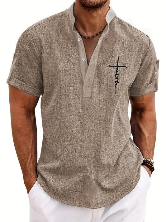 Ovwiss™ | Chemise élégante à manches courtes et col montant