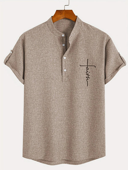 Ovwiss™ | Chemise élégante à manches courtes et col montant