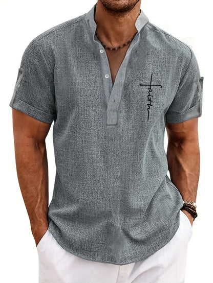 Ovwiss™ | Chemise élégante à manches courtes et col montant