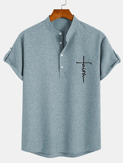 Ovwiss™ | Chemise élégante à manches courtes et col montant