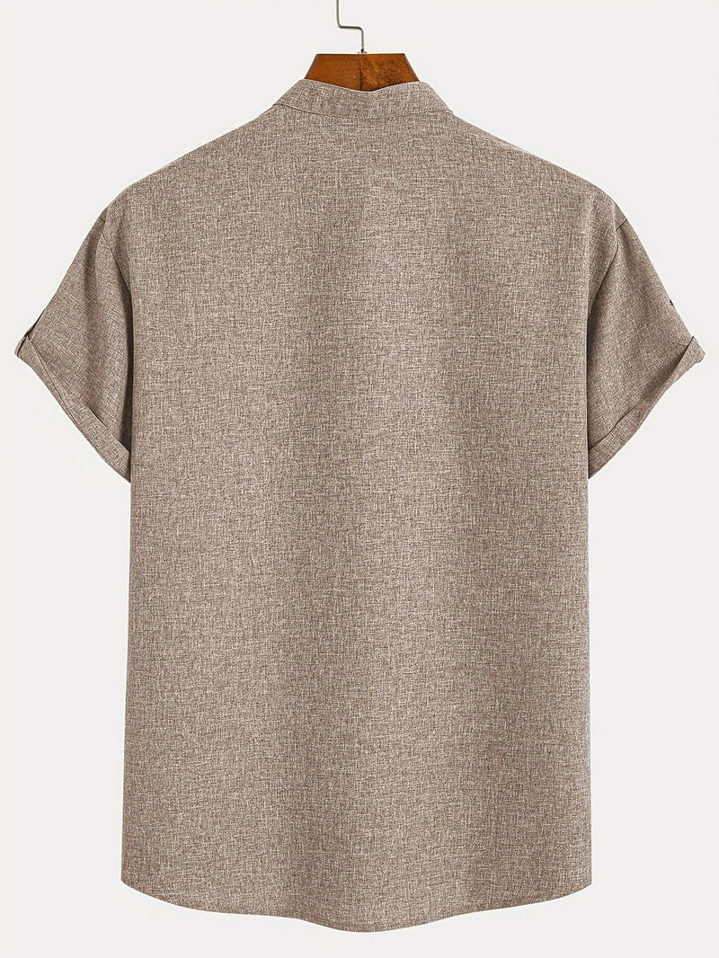 Ovwiss™ | Chemise élégante à manches courtes et col montant