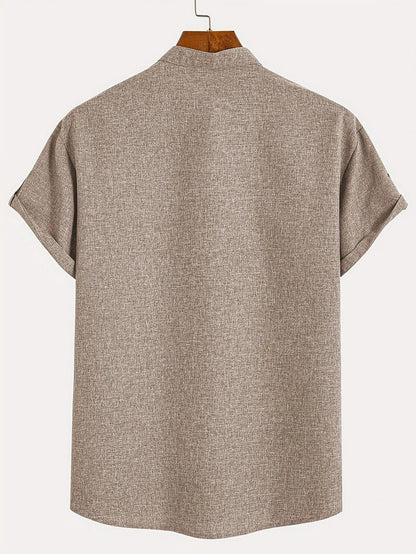 Ovwiss™ | Chemise élégante à manches courtes et col montant