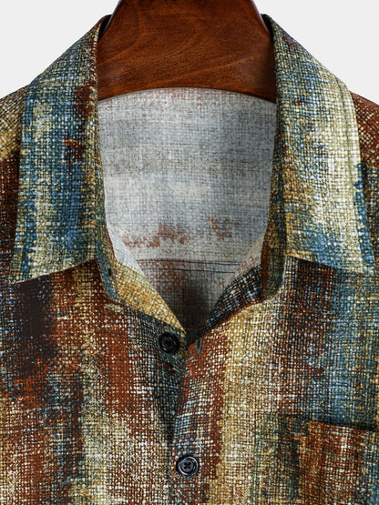 Chemise rayée à manches courtes et poches boutonnées pour homme