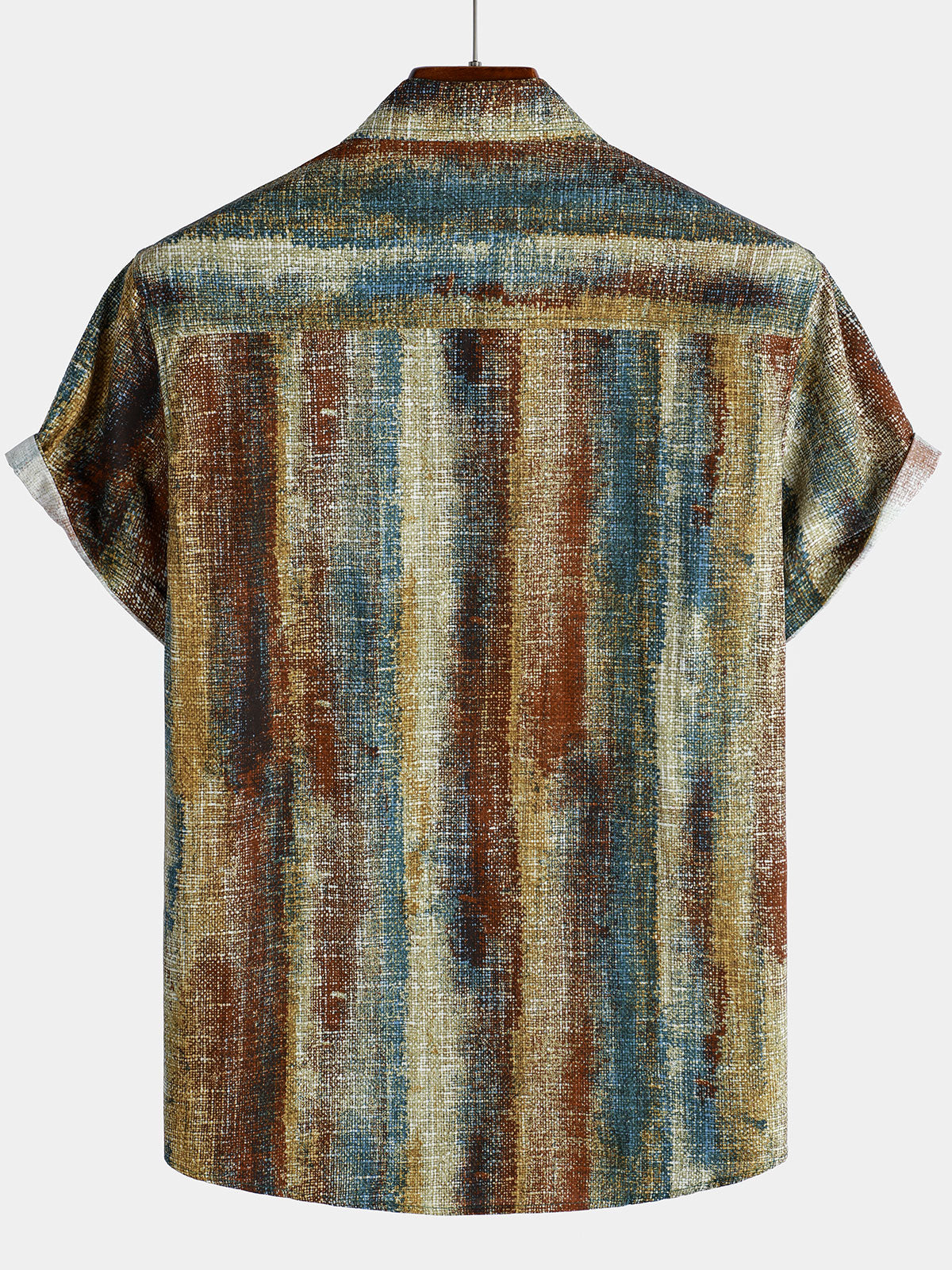 Chemise rayée à manches courtes et poches boutonnées pour homme