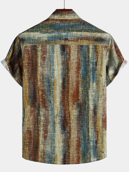 Chemise rayée à manches courtes et poches boutonnées pour homme