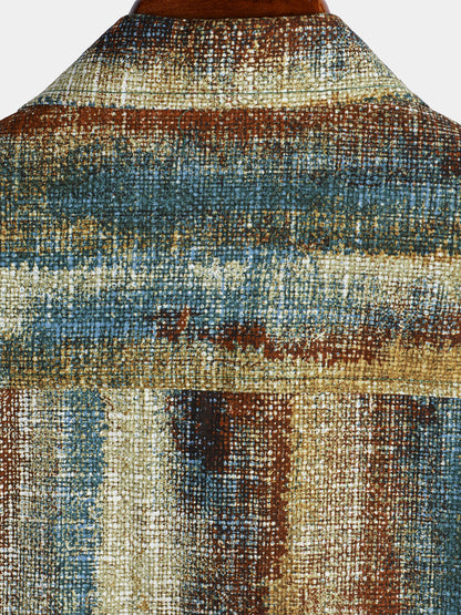 Chemise rayée à manches courtes et poches boutonnées pour homme