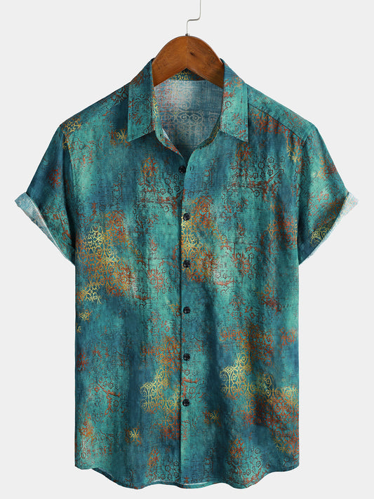 Chemise manches courtes hawaïenne bleu tropical vacances