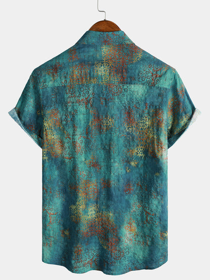 Chemise manches courtes hawaïenne bleu tropical vacances