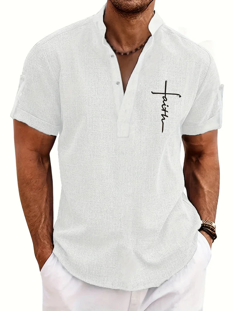 Ovwiss™ | Chemise élégante à manches courtes et col montant