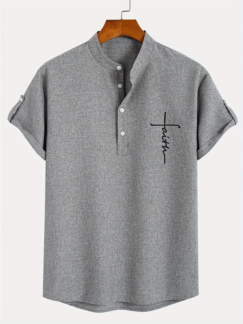 Ovwiss™ | Chemise élégante à manches courtes et col montant