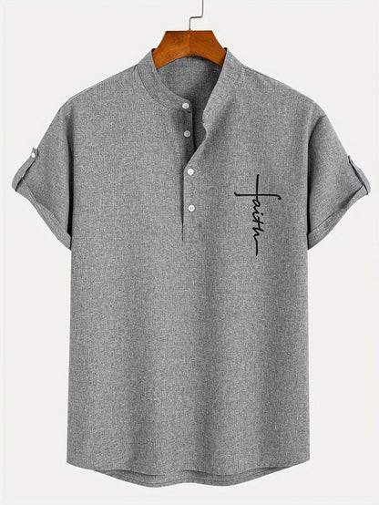 Ovwiss™ | Chemise élégante à manches courtes et col montant