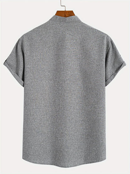 Ovwiss™ | Chemise élégante à manches courtes et col montant