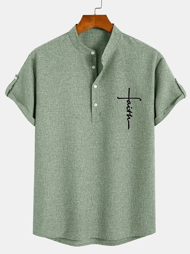 Ovwiss™ | Chemise élégante à manches courtes et col montant