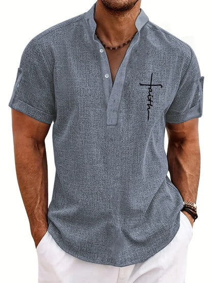 Ovwiss™ | Chemise élégante à manches courtes et col montant