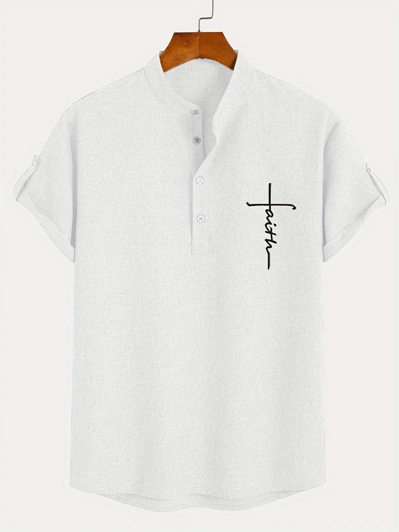 Ovwiss™ | Chemise élégante à manches courtes et col montant