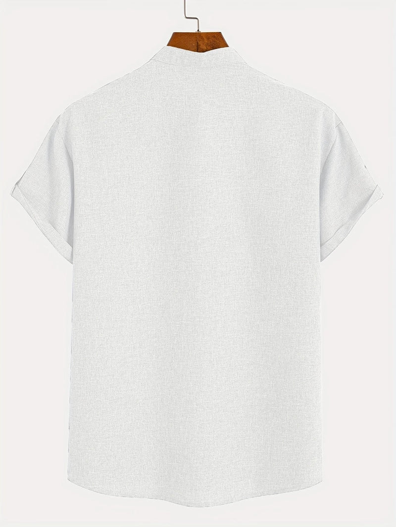 Ovwiss™ | Chemise élégante à manches courtes et col montant
