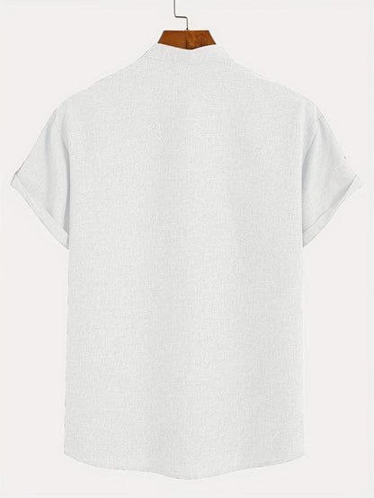 Ovwiss™ | Chemise élégante à manches courtes et col montant