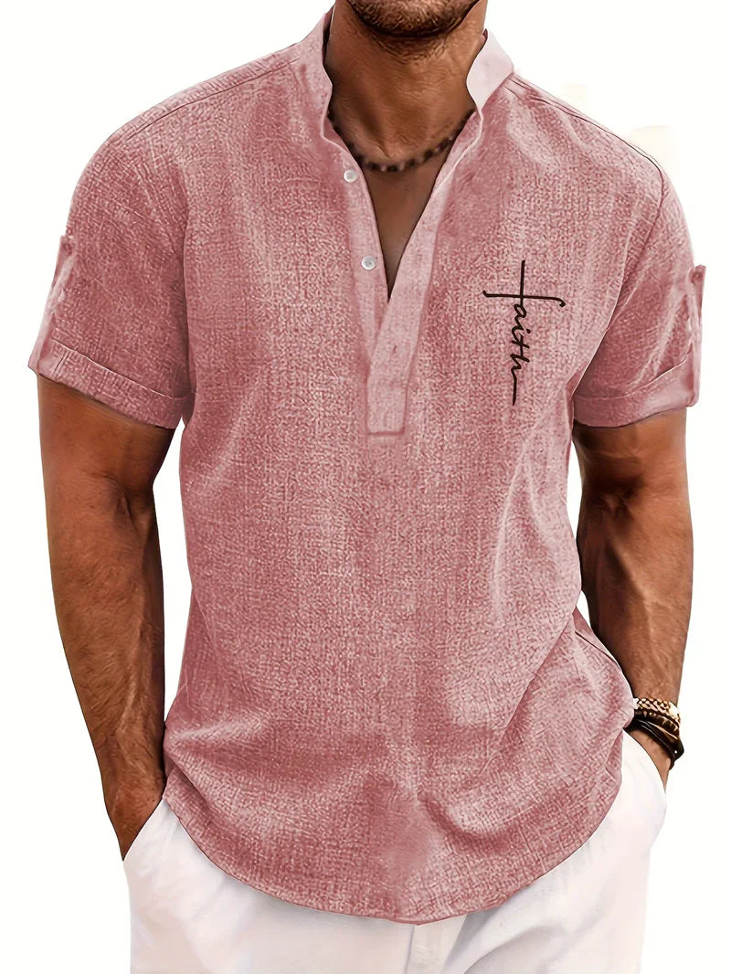 Ovwiss™ | Chemise élégante à manches courtes et col montant