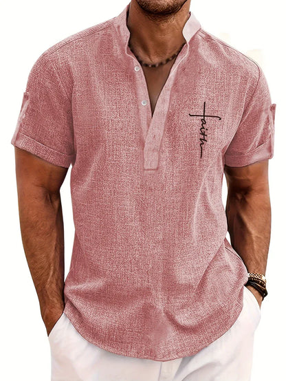 Ovwiss™ | Chemise élégante à manches courtes et col montant