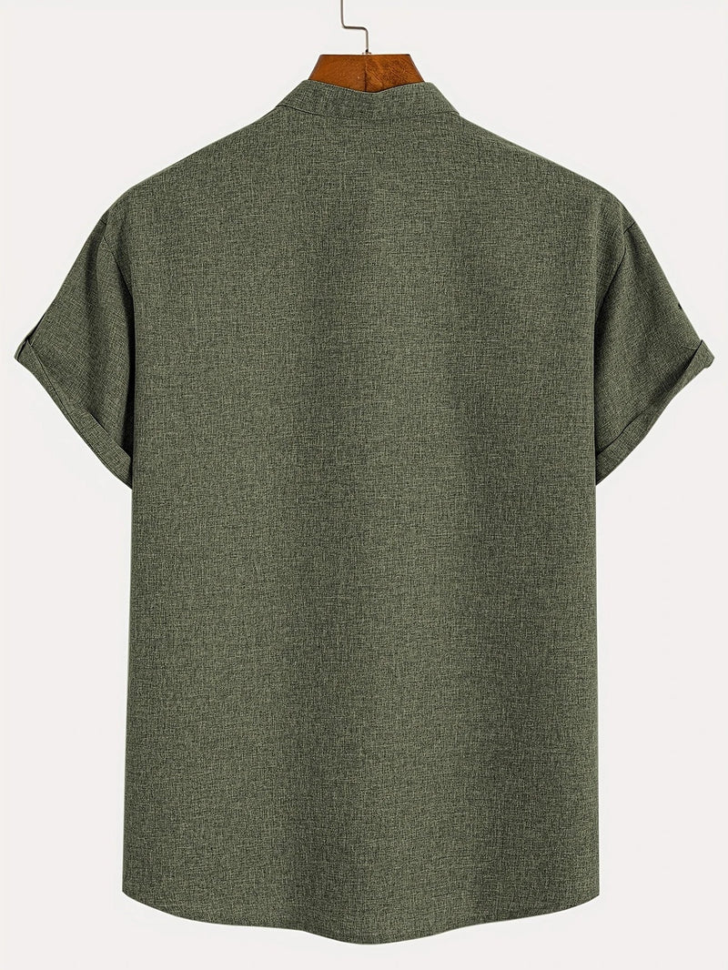 Ovwiss™ | Chemise élégante à manches courtes et col montant