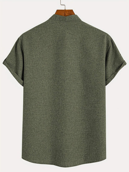 Ovwiss™ | Chemise élégante à manches courtes et col montant
