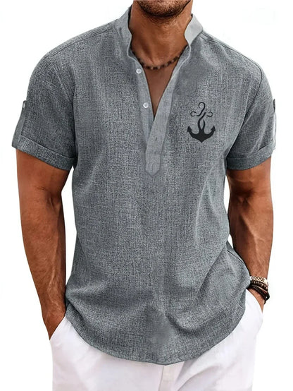 Ovwiss™ | Chemise élégante à manches courtes et col montant
