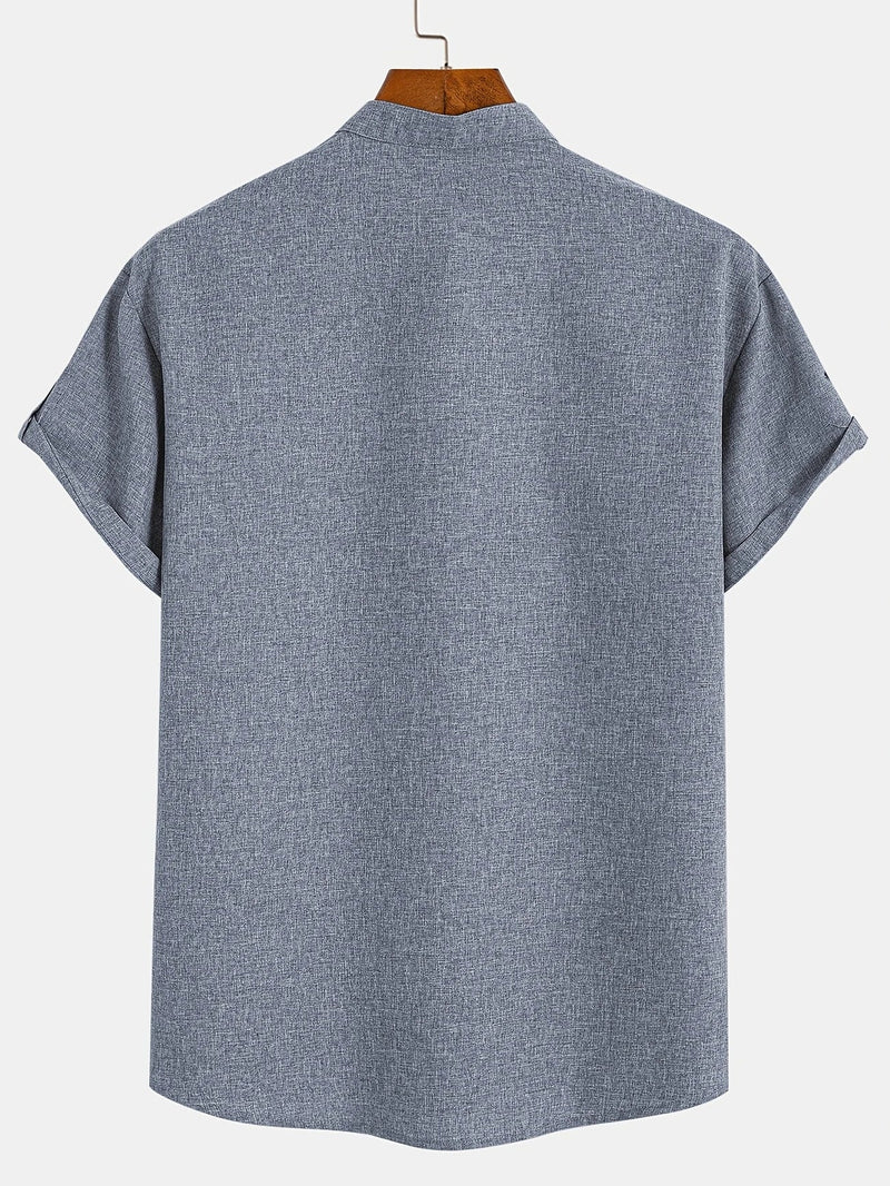 Ovwiss™ | Chemise élégante à manches courtes et col montant