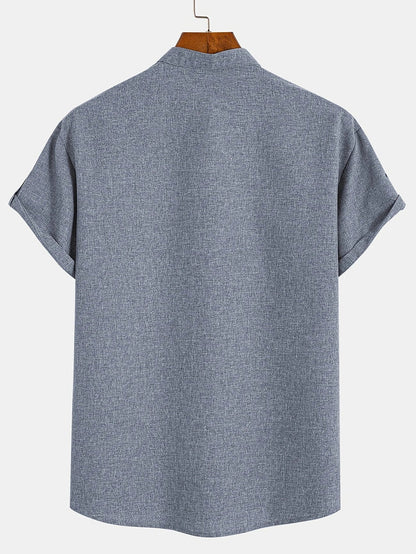 Ovwiss™ | Chemise élégante à manches courtes et col montant