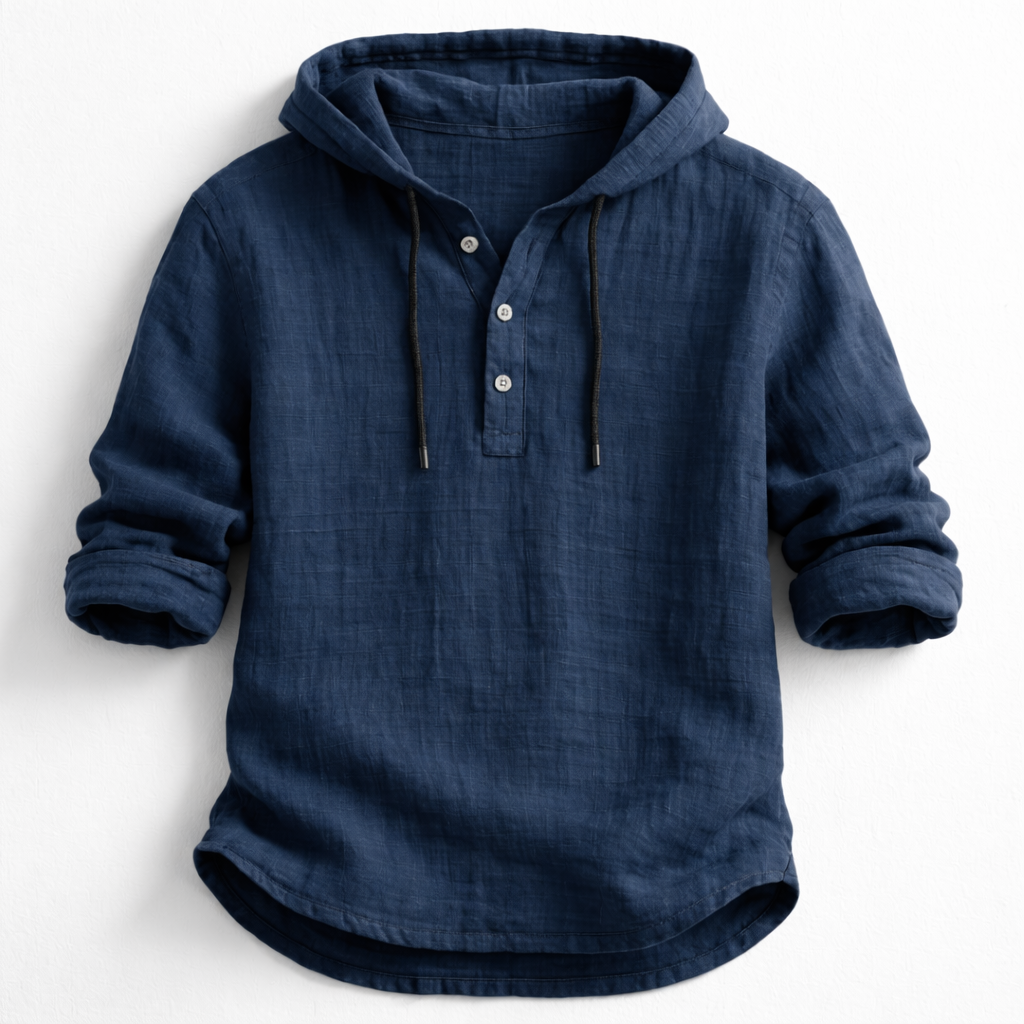 OVWISS| CHEMISE À CAPUCHE EN LIN POUR HOMMES