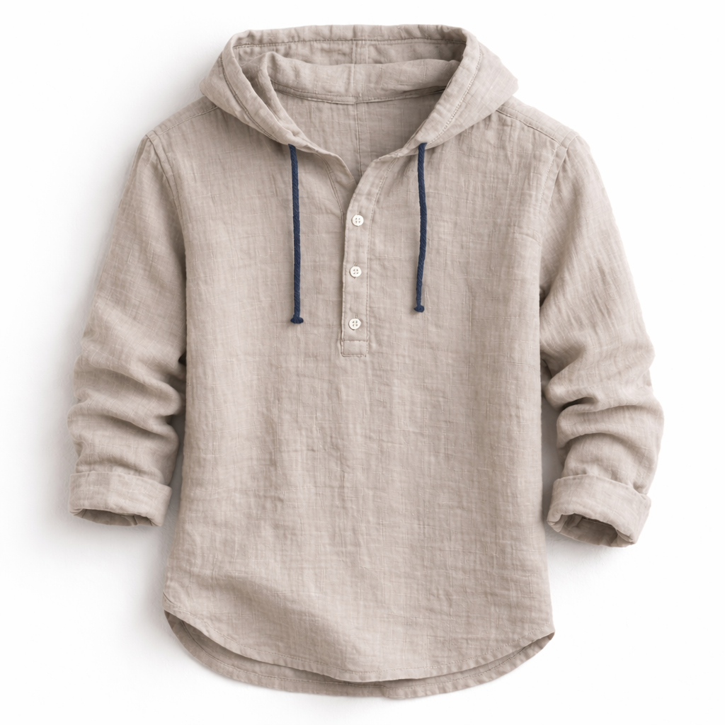 OVWISS| CHEMISE À CAPUCHE EN LIN POUR HOMMES