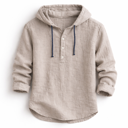 OVWISS| CHEMISE À CAPUCHE EN LIN POUR HOMMES
