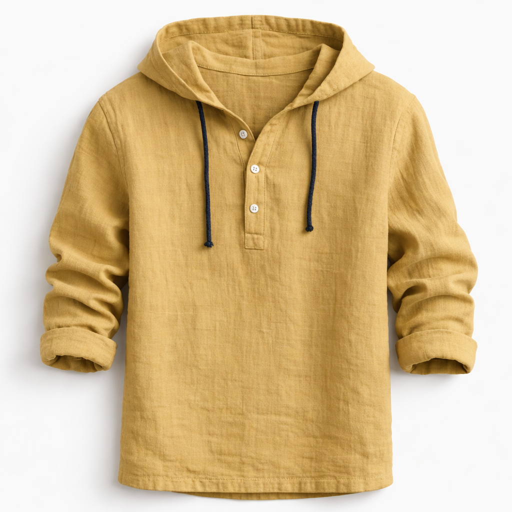 OVWISS| CHEMISE À CAPUCHE EN LIN POUR HOMMES