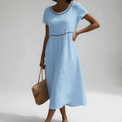 OVWISS | ROBE MI-LONGUE BRODÉE 100% COTON POUR FEMMES