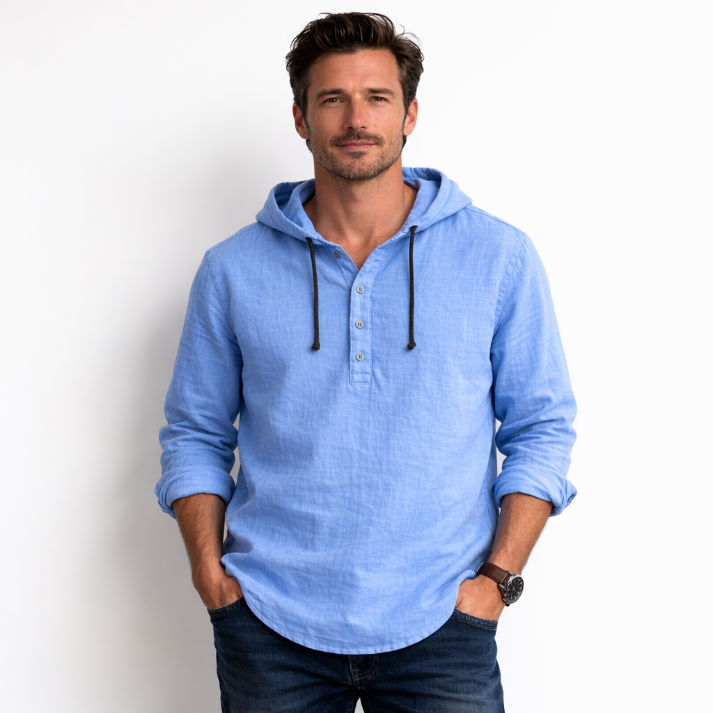 OVWISS| CHEMISE À CAPUCHE EN LIN POUR HOMMES