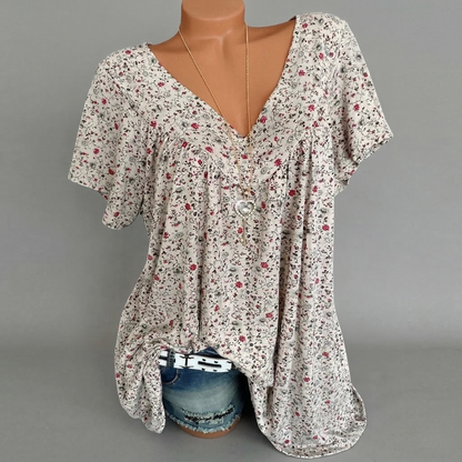 Ovwiss | T-shirt Élégance Florale Col V