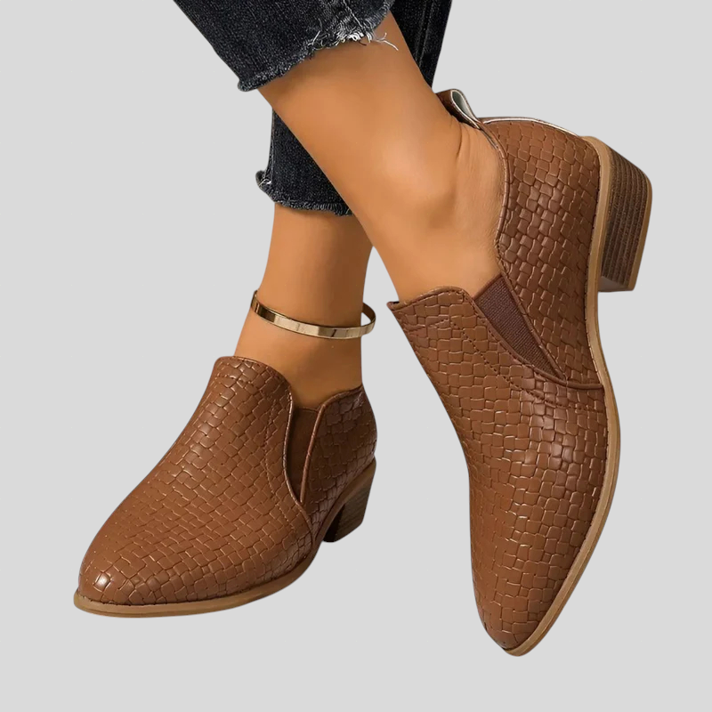 Francesca²| Bottines Tressées à Talon Bloc