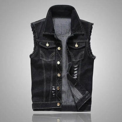 Lion Style | Washed Denim Vest | Distressed