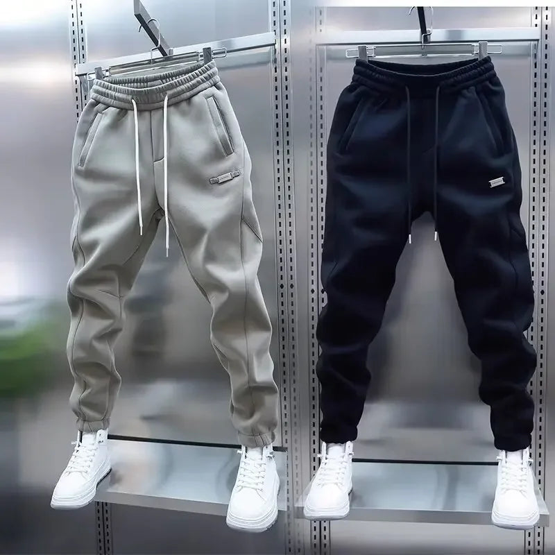 OVWISS| PANTALON DE SALON BAGGY UNI À TAILLE ÉLASTIQUE