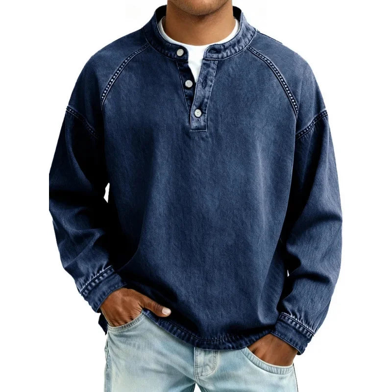 Chemise Henley Denim Vintage Ovwis