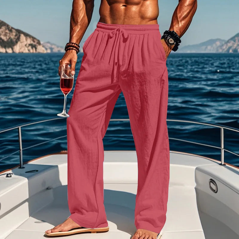 OVWISS | PANTALON LIN AZUR POUR HOMME