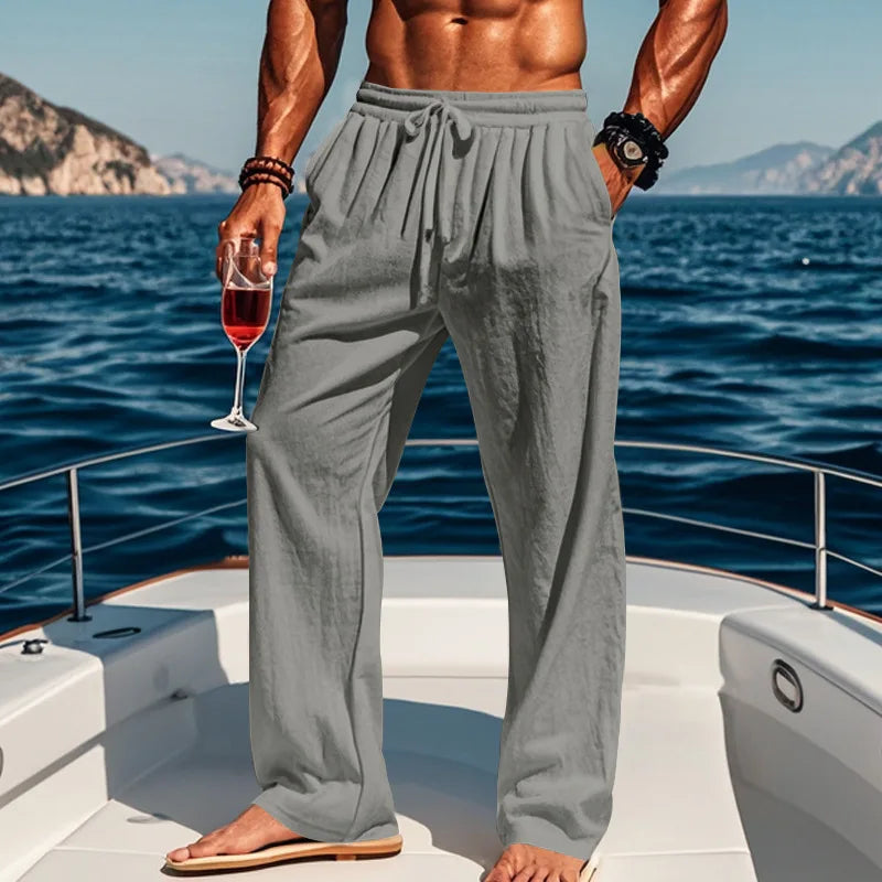 OVWISS | PANTALON LIN AZUR POUR HOMME