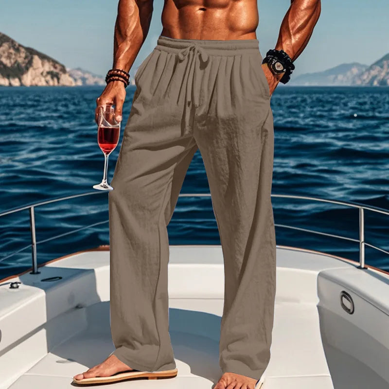 OVWISS | PANTALON LIN AZUR POUR HOMME