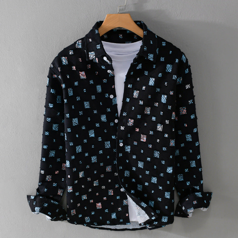 Chemise en Denim Effiloché Mosaïque Lipari
