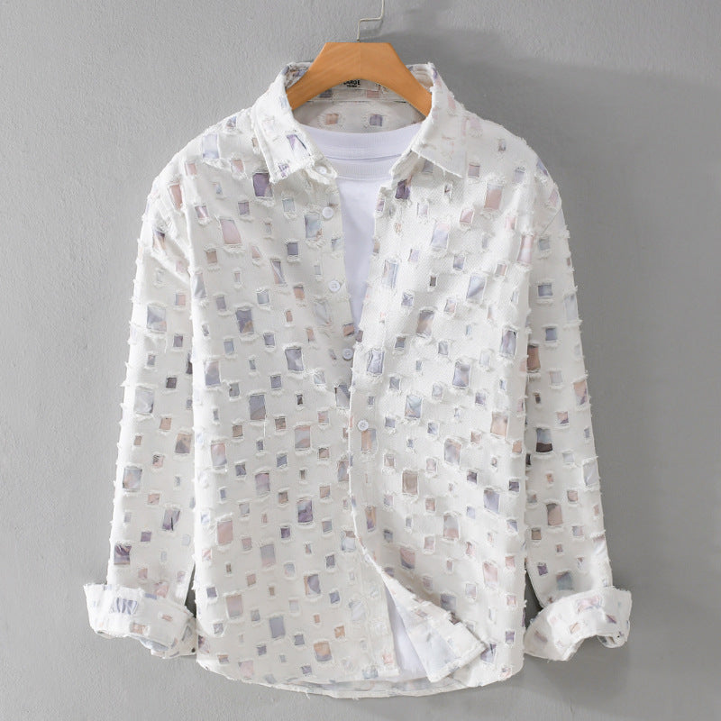 Chemise en Denim Effiloché Mosaïque Lipari