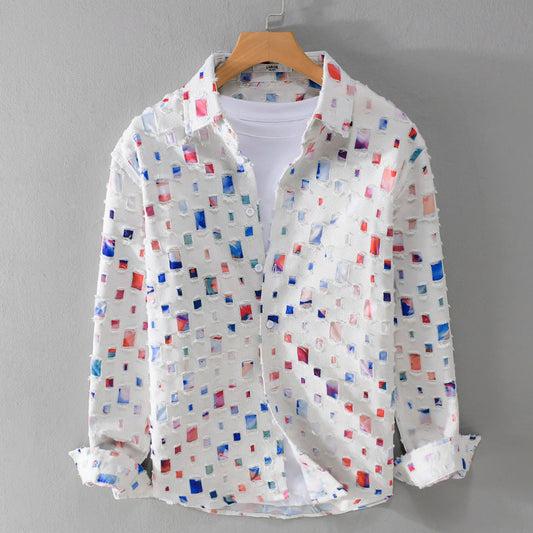 Chemise en Denim Effiloché Mosaïque Lipari