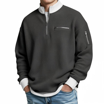 Pull homme | Pull gaufré avec demi-zip