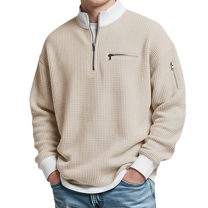 Pull homme | Pull gaufré avec demi-zip