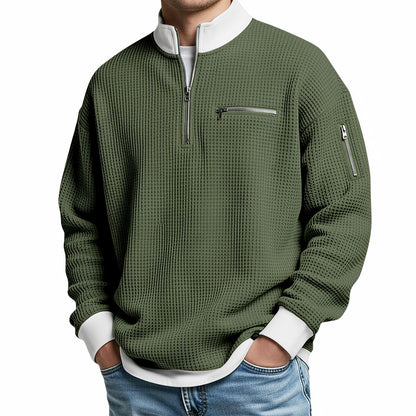 Pull homme | Pull gaufré avec demi-zip